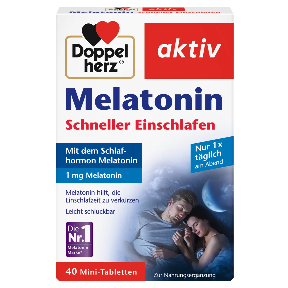 Abbildung der Produktverpackung Doppelherz aktiv Melatonin Frontansicht